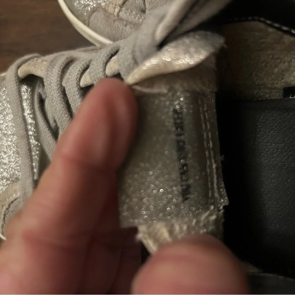 P448 John Sneakers Silver-tone Glitter Python Print Leather Trim Women’s 41/9.5 - Picture 8 of 9